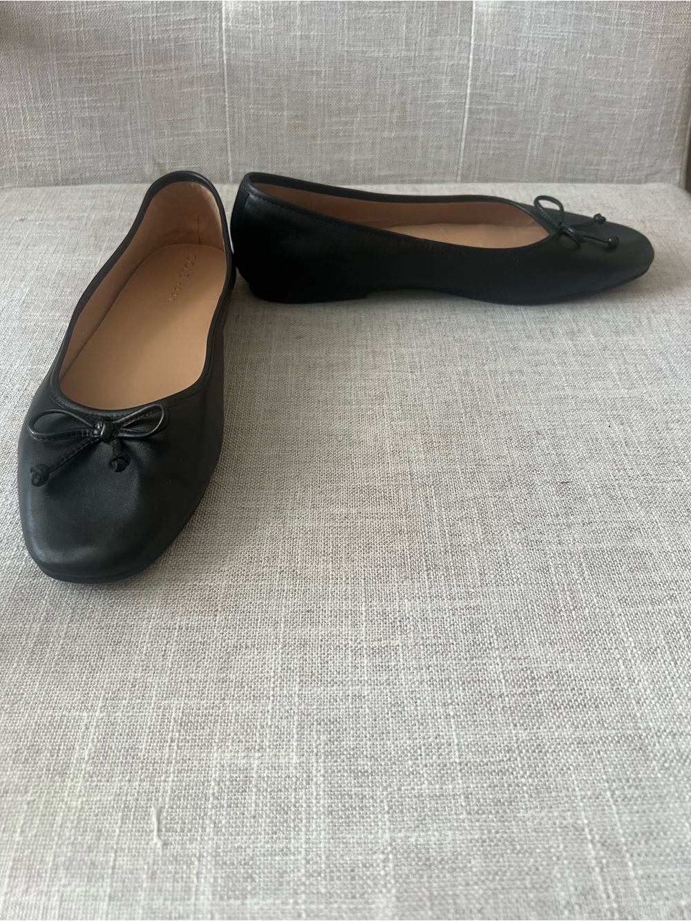 Cole Haan Black Leather Ballet Flats, Womens 7.5, bow office casual dressy fall - Picture 5 of 8